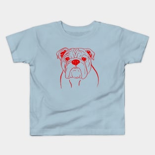 English Bulldog (Light Blue and Red) Kids T-Shirt